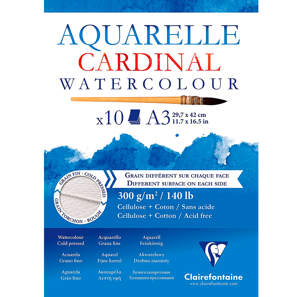 Bloco de Papel Para Aquarela Cardinal A3 300g Clairefontaine
